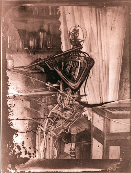 old photo of Manzetti's flute automaton